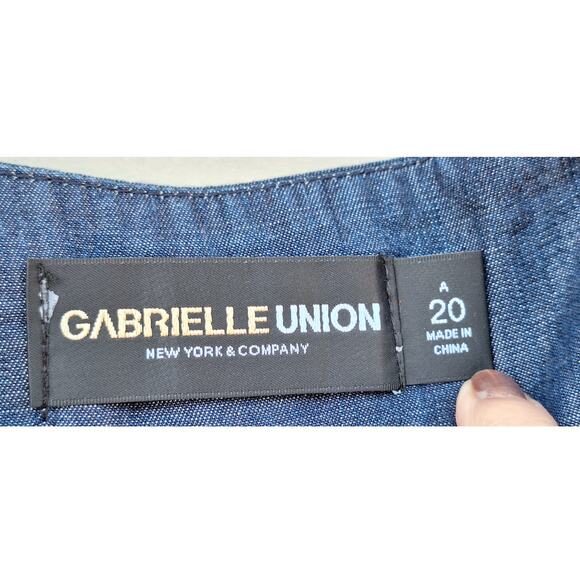Grabrielle Union 100% Lyocel Chambray Wide Leg Trousers Dress Pants Blue Size 20 - Picture 2 of 10